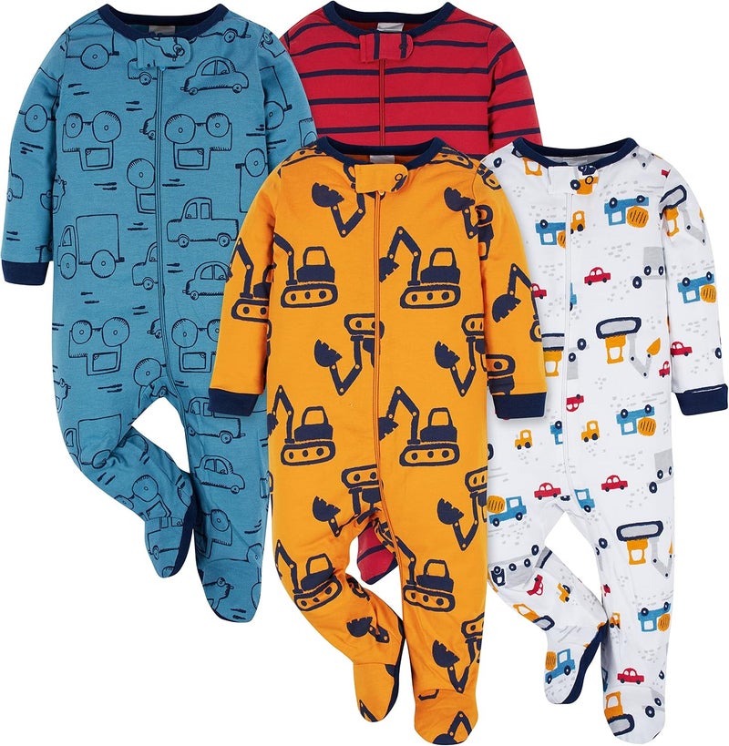 Onesies Brand طقم نوم سليب اند بلاي بغطاء للقدم للأولاد الصغار من اونسيز براند من 4 قطع - Image 1