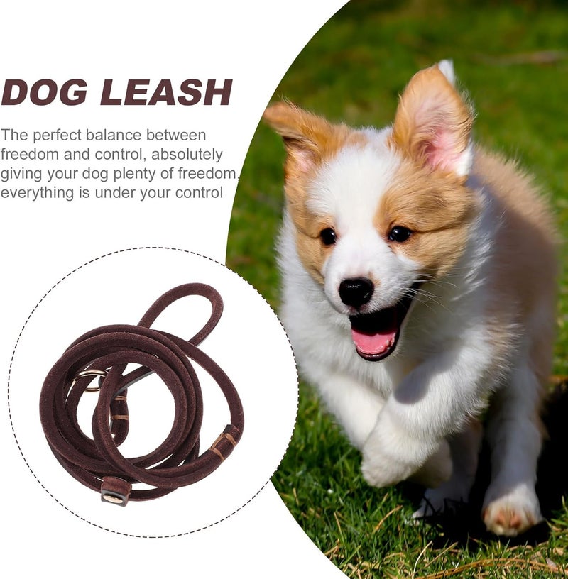 SHOWERORO Leather Dog Leash Small Pet Traction Rope Handle, Genuine Cowhide Leather Dog Walking Leash for Training and Outdoor Use - Image 3