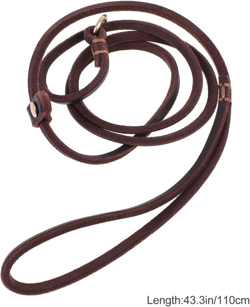SHOWERORO Leather Dog Leash Small Pet Traction Rope Handle, Genuine Cowhide Leather Dog Walking Leash for Training and Outdoor Use - Image 2