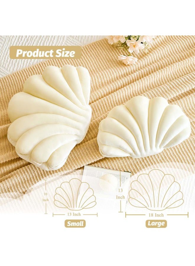 Lfsaaj Cream Seashell Throw Pillows, Shell Shaped Throw Pillows, 13 Inch Soft Velvet Home Decorative Pillow Plush Cushion for Bed Couch Living Sofa Room Decor Accent Throw Pillow - Image 2