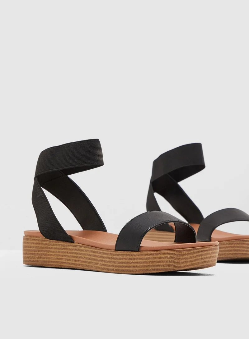 NEW LOOK Float Elastic Wedge Sandal - Black