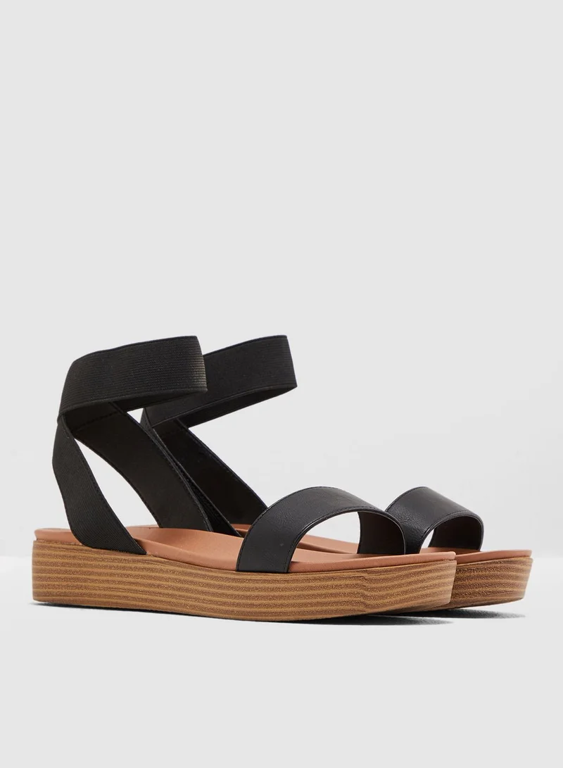 NEW LOOK Float Elastic Wedge Sandal - Black