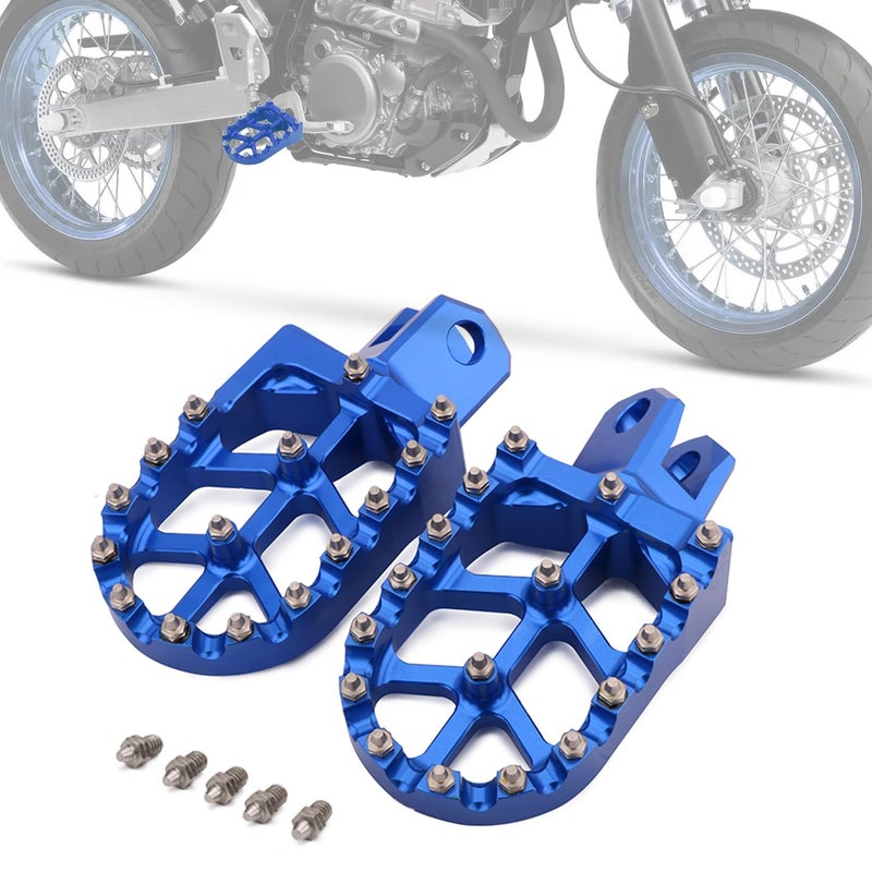 Generic IUVWISN Dirt Bike Foot Pegs,Motorcycle Footpegs Wider Foot Rest Pedal CNC for DRZ400SM 05-24 DRZ400 00-04 DRZ400S 00-24 DRZ400E 00-07 RM250 89-06 RM250Z 01-06 RMX250 89-96 Blue  - Image 1