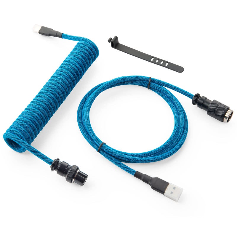 GUNMJO كابل USB C مخصص من GUNMJO Pro مع لفائف مزدوجة للوحة المفاتيح الميكانيكية للألعاب، كابل لوحة مفاتيح ميكانيكية مع موصل معدني قابل للفصل، 1.5 متر USB-C إلى USB-A، لون نيبولا - Image 1