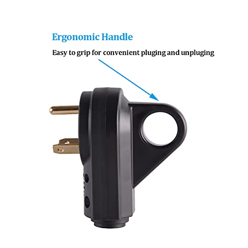 Veepeak 30 Amp RV Plug Male Replacement TT-30P Heavy Duty 125V 30A Rated 3 Prong Electrical Power Connector Extension Cord End with Easy to Grip Handle - Image 3