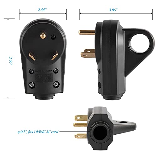 Veepeak 30 Amp RV Plug Male Replacement TT-30P Heavy Duty 125V 30A Rated 3 Prong Electrical Power Connector Extension Cord End with Easy to Grip Handle - Image 5
