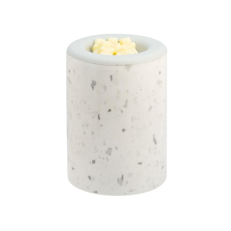 Happy Wax White Terrazzo Mod Wax Melt Warmer with 3, 6, and 9 Hour Timer for Scented Wax Melts, Tarts & Cubes - Electric, Ceramic Wax Melter with Removable No Mess Silicone Wax Dish
