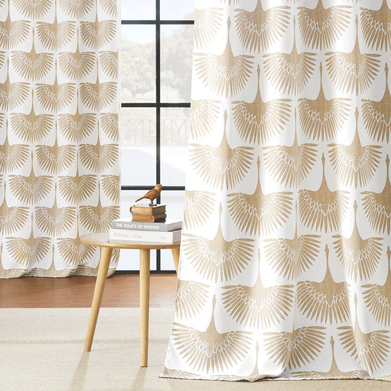 KGORGE Blackout Curtains for Kids Bedroom  Bird Animal Pattern Large Window Curtains for Dining Living Room Home Office Farmhouse 52 inch Wide x 95 inch Long Taupe 2 Panels