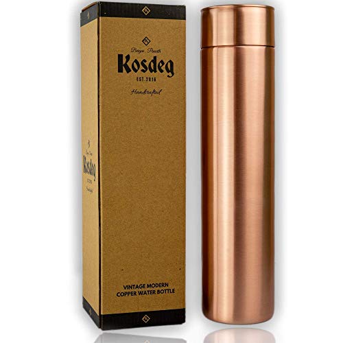 Kosdeg Copper Water Bottle - 34oz Vintage Modern Design - An Ayurvedic Pure Copper Vessel For Drinking- Drink More Water, Lower Your Sugar Intake And Enjoy The Health Benefits Immediately - Image 1