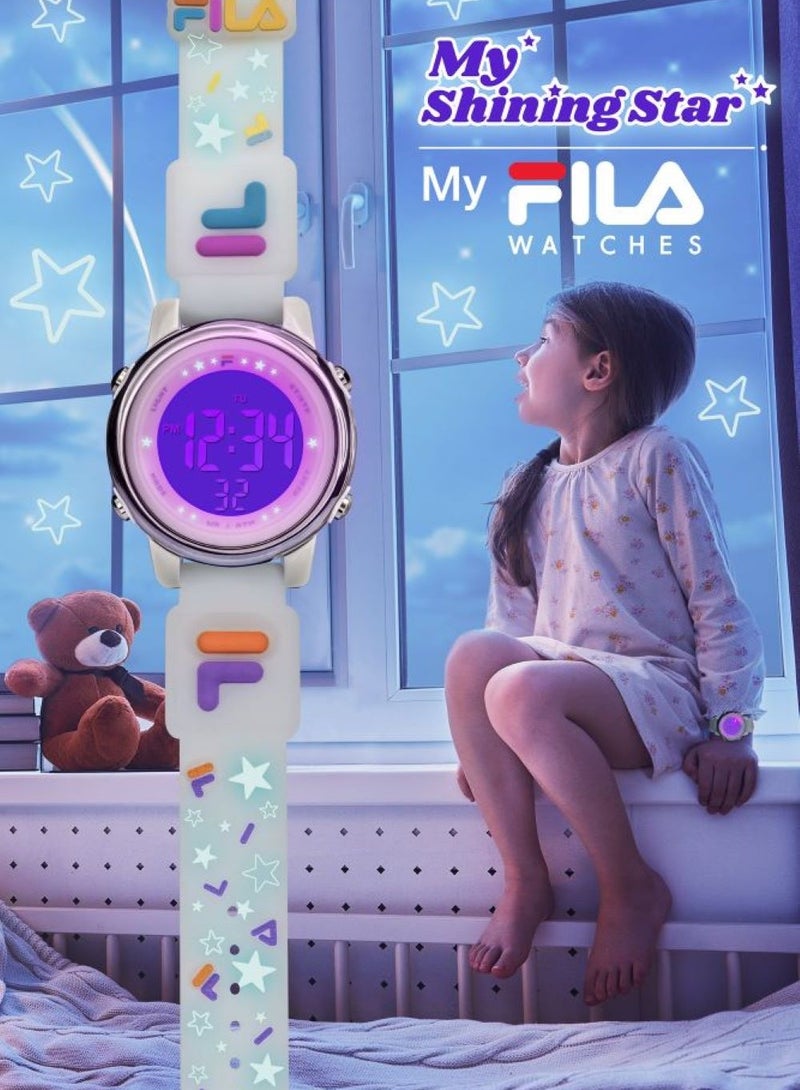 Fila Kids Digital Watch Blue Silicone Strap, 38-218-004, size 34mm - Image 2