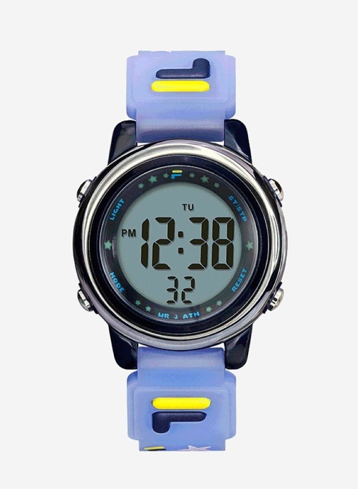 Fila Kids Digital Watch Blue Silicone Strap, 38-218-004, size 34mm - Image 1