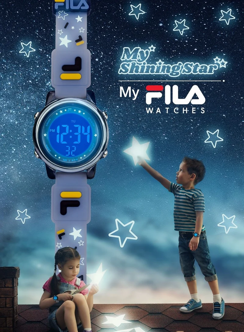 FILA Fila Kids Digital Watch Blue Silicone Strap, 38-218-004, size 34mm