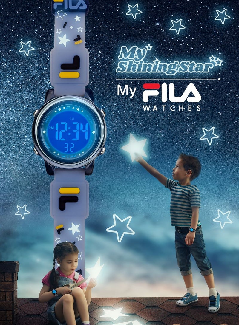 Fila Kids Digital Watch Blue Silicone Strap, 38-218-004, size 34mm - Image 4