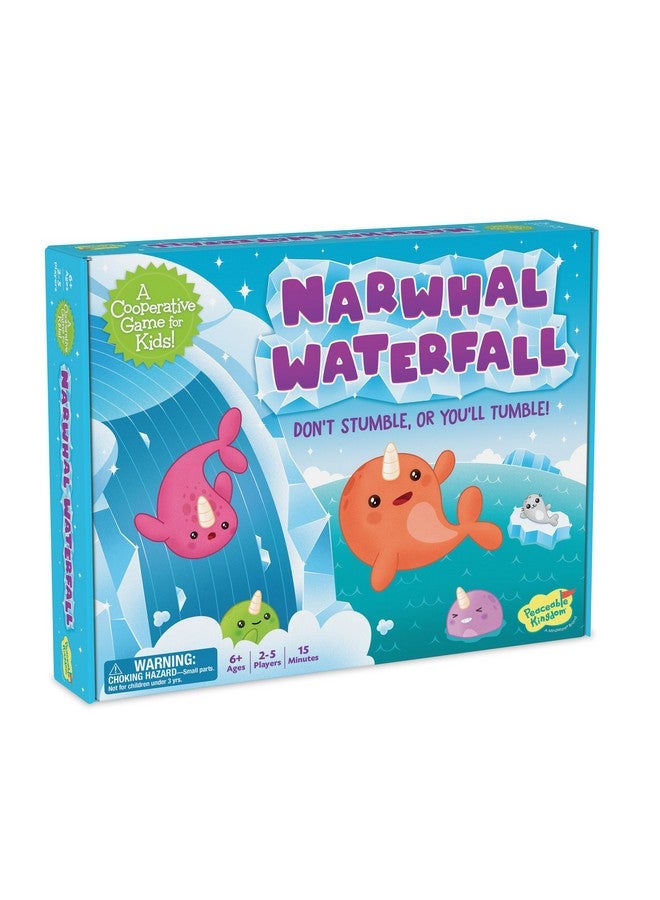 Peaceable Kingdom Narwhal Waterfall Cooperative Game - Fun Games for Kids Ages 6 and Up - Fast-Paced Kid Board Games - Includes Moving Gameboard for Extra Excitement - Image 1