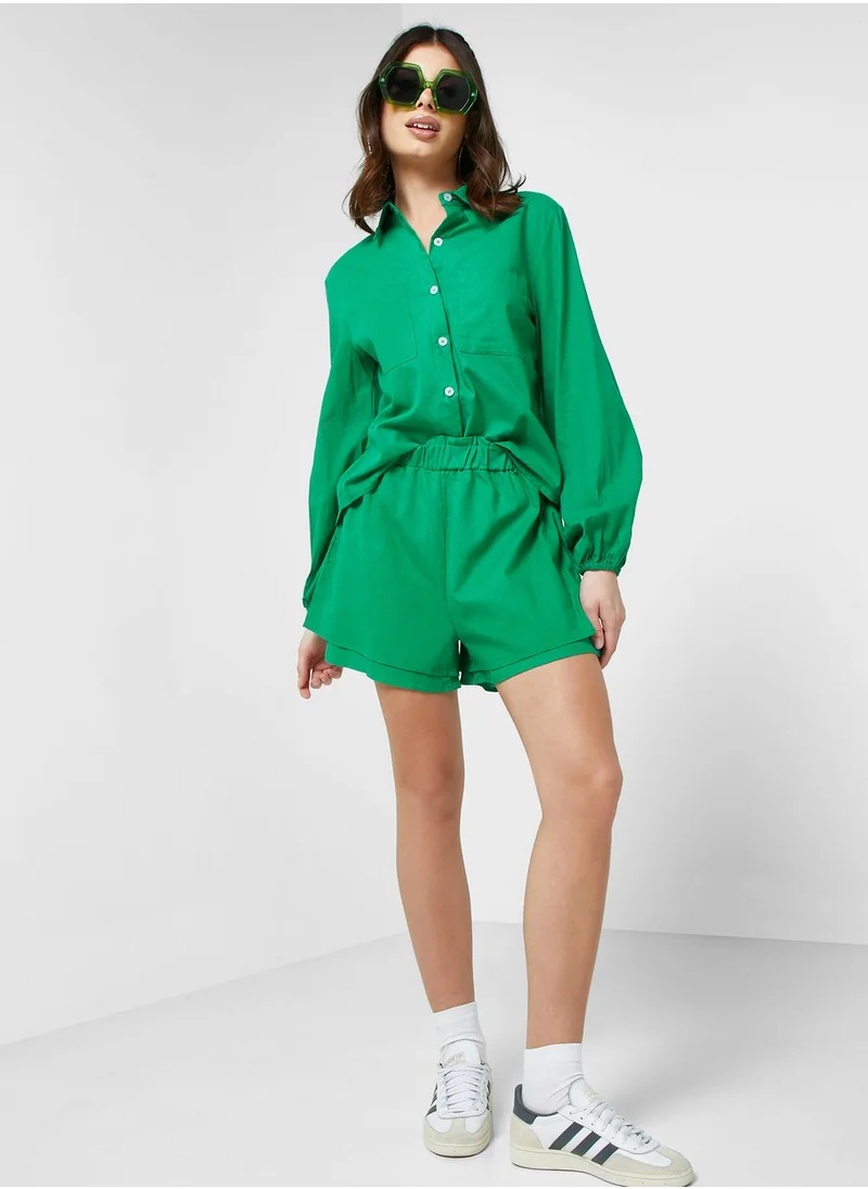 Ginger Button Down Shirt & Shorts Set