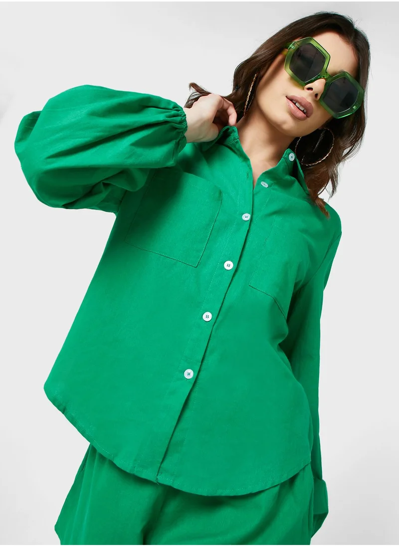 Ginger Button Down Shirt & Shorts Set