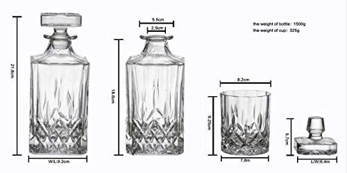 NeWine NeWine Premium Crystal Clear 7Pcs Bar Set, 1 Decanter Bottle(850ml) with 6 Whiskey Glasses(300ml), Perfect for Scotch Whisky Wine Vodka Cocktail Tequila Rum, Best Gift for Men (Opera)  - Image 4