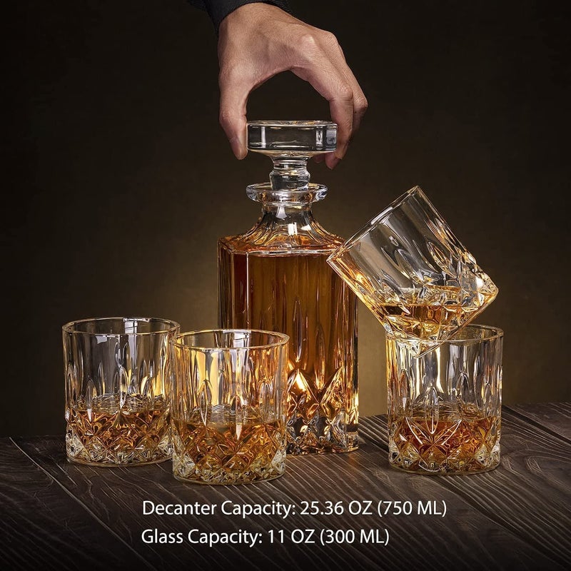 NeWine NeWine Premium Crystal Clear 7Pcs Bar Set, 1 Decanter Bottle(850ml) with 6 Whiskey Glasses(300ml), Perfect for Scotch Whisky Wine Vodka Cocktail Tequila Rum, Best Gift for Men (Opera)  - Image 5