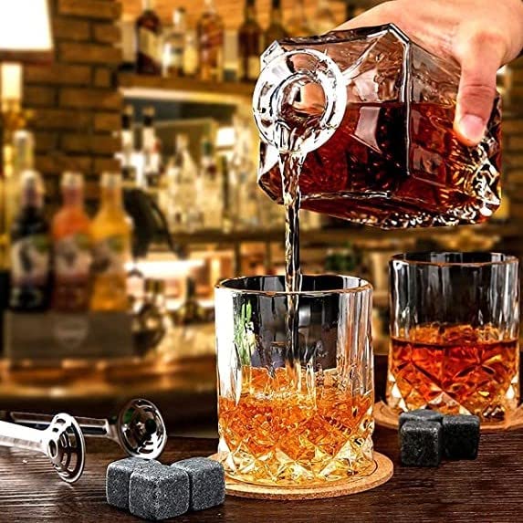 NeWine NeWine Premium Crystal Clear 7Pcs Bar Set, 1 Decanter Bottle(850ml) with 6 Whiskey Glasses(300ml), Perfect for Scotch Whisky Wine Vodka Cocktail Tequila Rum, Best Gift for Men (Opera)  - Image 2