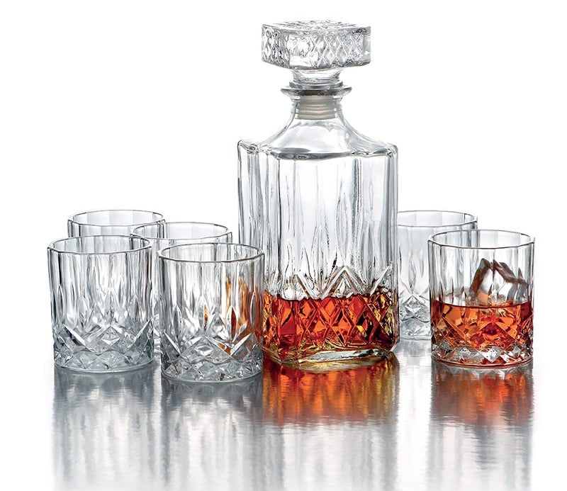 NeWine NeWine Premium Crystal Clear 7Pcs Bar Set, 1 Decanter Bottle(850ml) with 6 Whiskey Glasses(300ml), Perfect for Scotch Whisky Wine Vodka Cocktail Tequila Rum, Best Gift for Men (Opera)  - Image 3