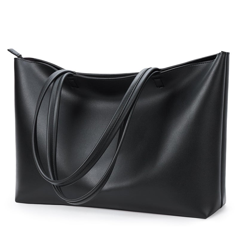 KALIDI FANCY FOREST KALIDI Tote Bag Zipper Shoulder Bag Faux Leather Purses for Women Large Casual Handbag Work Dating College, Black - Image 1