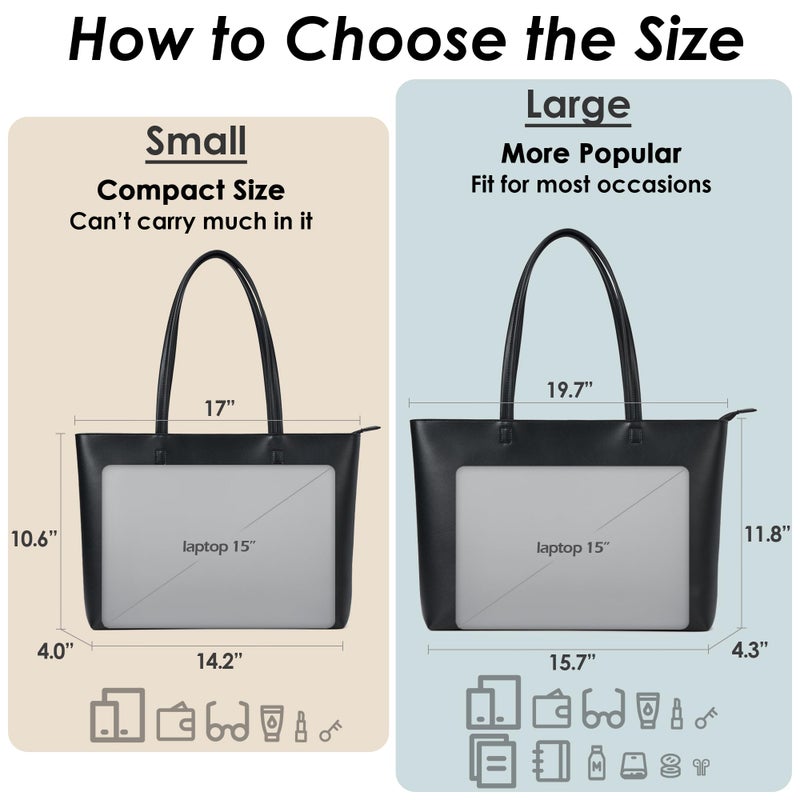 KALIDI FANCY FOREST KALIDI Tote Bag Zipper Shoulder Bag Faux Leather Purses for Women Large Casual Handbag Work Dating College, Black - Image 4