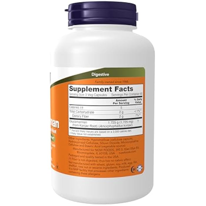 now Supplements, Glucomannan (Amorphophallus konjac) 575 mg, Supports Regularity*, Healthy Weight Management*, 180 Veg Capsules - Image 2