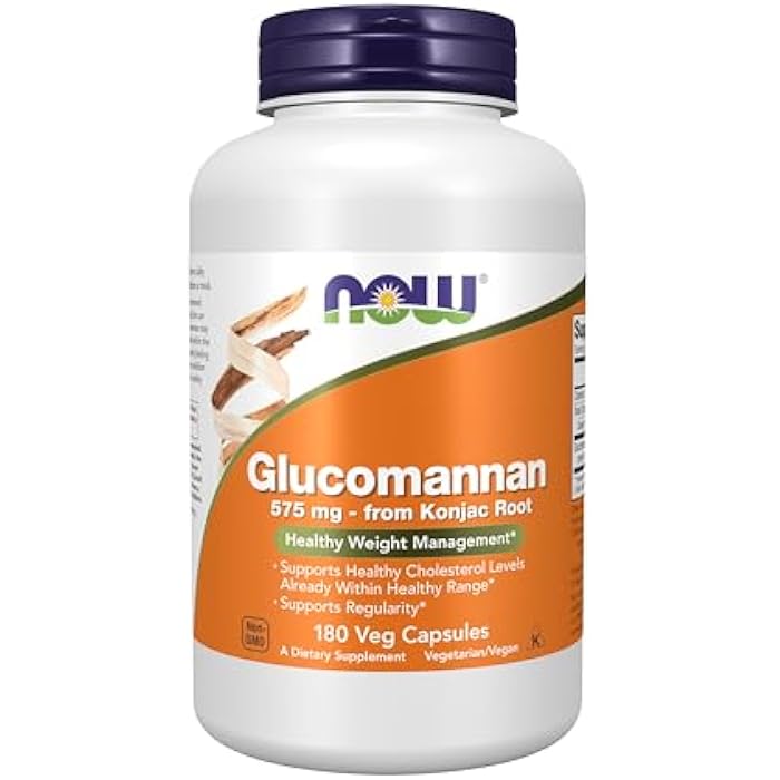 now Supplements, Glucomannan (Amorphophallus konjac) 575 mg, Supports Regularity*, Healthy Weight Management*, 180 Veg Capsules - Image 1