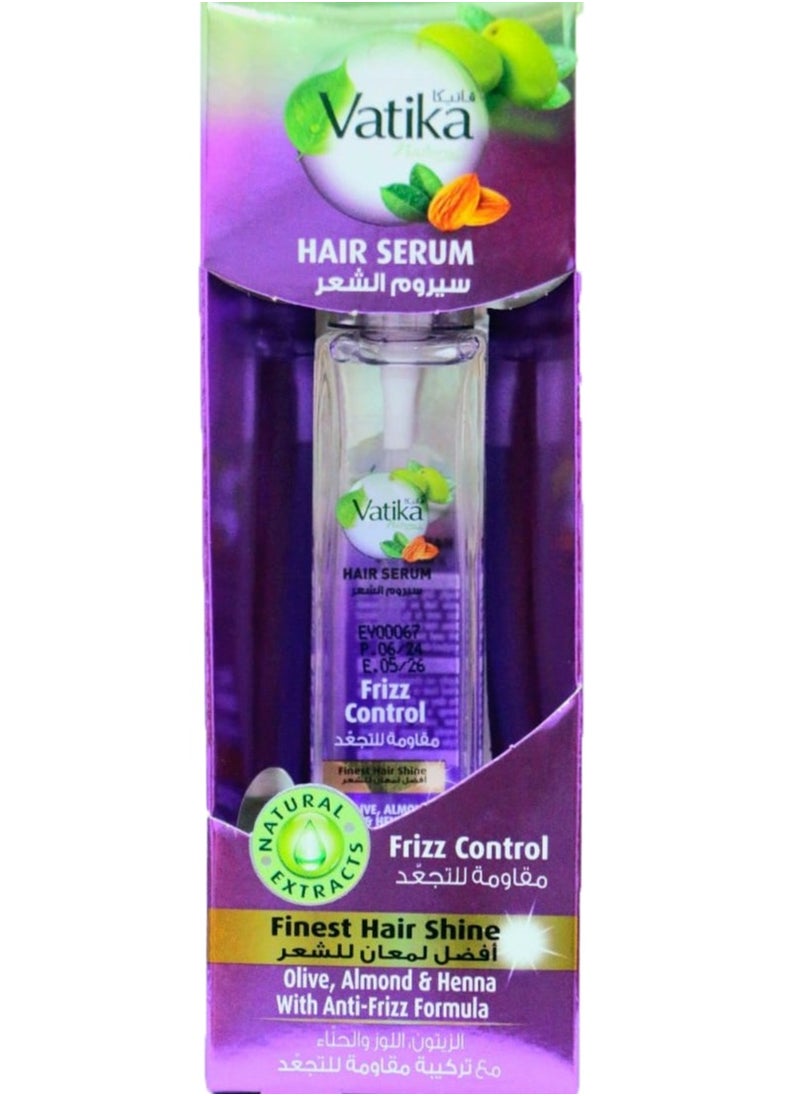 VATIKA Vatika Frizz Control Hair Serum Olive Almond & Henna With Anti-Frizz Formula For Dry & Damaged Hair-47Ml  - Image 1