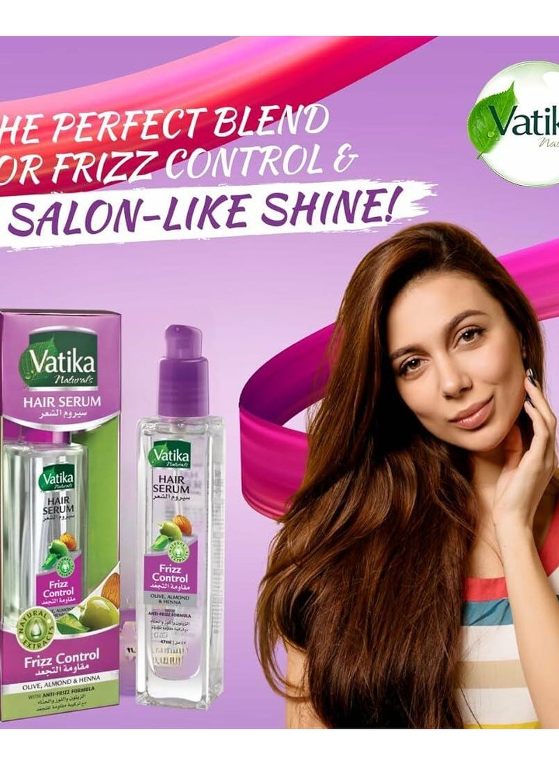 VATIKA Vatika Frizz Control Hair Serum Olive Almond & Henna With Anti-Frizz Formula For Dry & Damaged Hair-47Ml  - Image 2