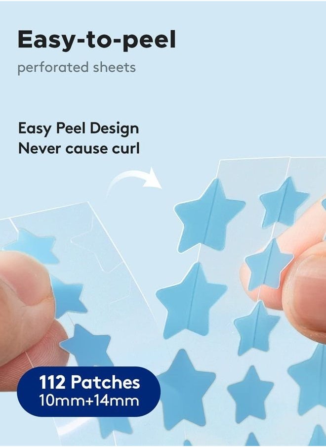 LitBear Star-Shaped Pimple Patch Hydrocolloid Acne Stickers with Tea Tree Oil + Salicylic Acid, Cover Dot for Acne Blemish, Pimples, Whiteheads, Zit, Draw out Oil & Impurities, 112 Dots, 14mm & 10mm  - Image 3