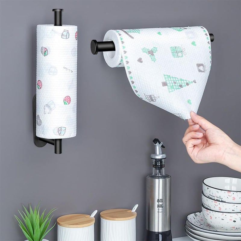 MGahyi Paper Towel Holder Wall Mount, Self Adhesive Or Drilling Under Cabinet Kitchen, 13.2 inch Stainless Steel Paper Towel Roll Rack, Towel Roll Hanger for Bathroom(Rectangle-Black) - Image 4
