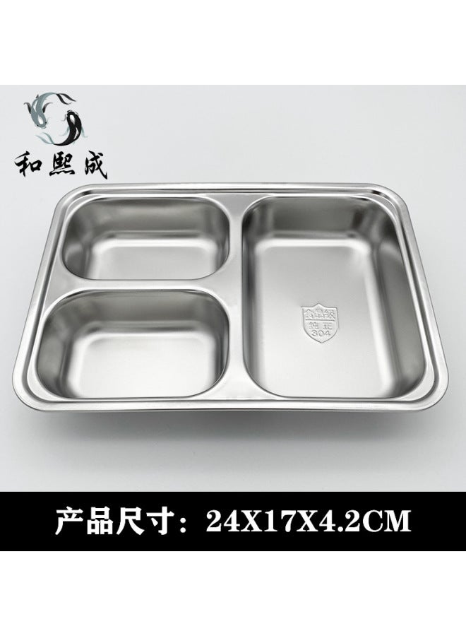 304 Stainless Steel Dinner Plate Square Thickeneded And Deepened With Lid Kidsren's Student Lunch Box Tableware Divided Lunch Box Dinner Plate