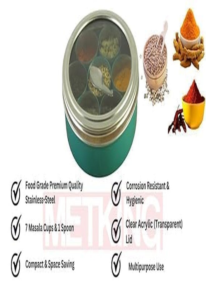 SHIFA CRAFT Stainless Steel Masala Container for Kitchen Storage - Spice Organizer Box/Dabba With 7 Container and Small Spoon (blue) - Image 5