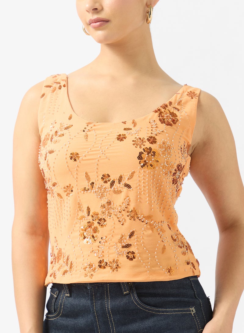 Ginger Square Neck Sequin Embellished Top - Image 3