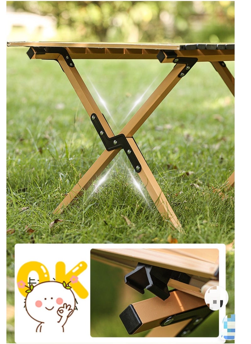 Generic - Black Folding camping table carbon steel portable roll-up picnic table for 4-6 person BBQ Party Large Size 120*60*45cm - Image 1