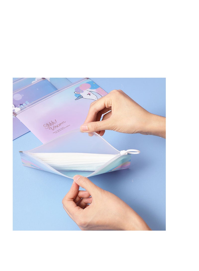 Y&D 4 Pack Portable Face Cover Storage Bag Clip Box Case Holder Keeper with Zipper, Container Organizer Mini Travel Cosmetic Shhh! Unicorn 8.7 x 5 inch - Image 3