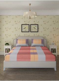 Status Contract Spring Summer Collection-Cotton Rich Double Bedsheet with 2 Pillow Covers for Bed Room, Home, Hotel-120 GSM, 210 X 215 Cm  - Image 1