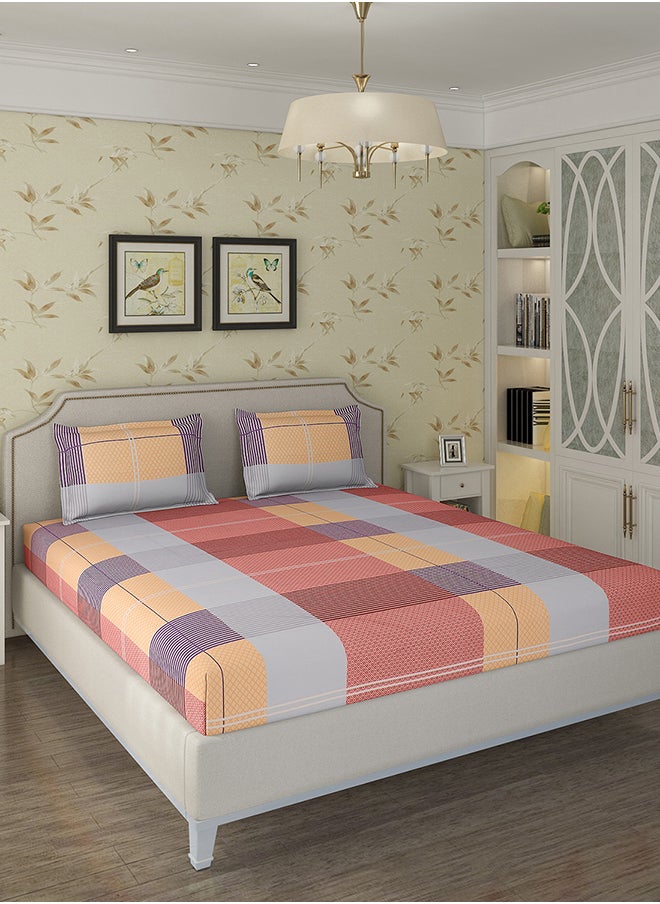 Status Contract Spring Summer Collection-Cotton Rich Double Bedsheet with 2 Pillow Covers for Bed Room, Home, Hotel-120 GSM, 210 X 215 Cm  - Image 2