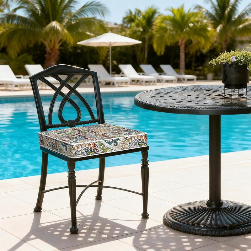LVTXIII Outdoor Chair Cushions 20x20x3 Inch, Square Water-Repellent Patio Seat Cushions with Ties & Hidden Zipper, 2 Pack Thick Foam Chair Pads for Garden Furniture, Vibrant Paisley - Image 2