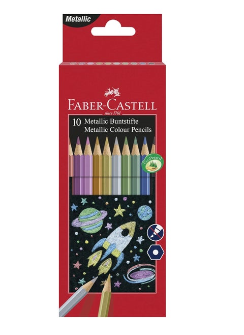 10-Piece Metallic Colour Pencils Multicolour