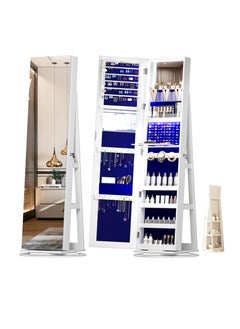 Generic Jewelry Cabinet with Mirror & Light(3 Modes),360° Rotatable Standing Jewelry Armoire with 61'' Full Length Mirror,Lockable Jewellery Storage Organizer,Girls Women Vanity Mirror for Bedroom Locker Room  - Image 1