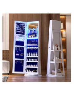 Generic Jewelry Cabinet with Mirror & Light(3 Modes),360° Rotatable Standing Jewelry Armoire with 61'' Full Length Mirror,Lockable Jewellery Storage Organizer,Girls Women Vanity Mirror for Bedroom Locker Room  - Image 2
