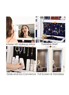 Generic Jewelry Cabinet with Mirror & Light(3 Modes),360° Rotatable Standing Jewelry Armoire with 61'' Full Length Mirror,Lockable Jewellery Storage Organizer,Girls Women Vanity Mirror for Bedroom Locker Room  - Image 5