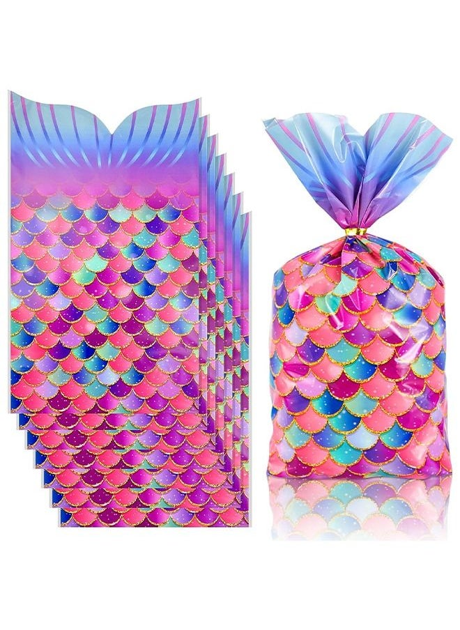 HS - 50 Pack Mermaid Party Favor Bags Mermaid Candy Bags Under the Sea Party Supplies Goodie Bags Birthday Party Supplies Gift Bags for Kids Favor Goodie Gift Bags for Birthday Theme Party - Image 1