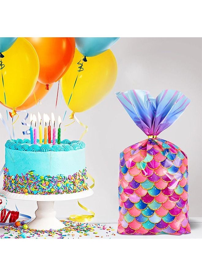HS - 50 Pack Mermaid Party Favor Bags Mermaid Candy Bags Under the Sea Party Supplies Goodie Bags Birthday Party Supplies Gift Bags for Kids Favor Goodie Gift Bags for Birthday Theme Party - Image 1