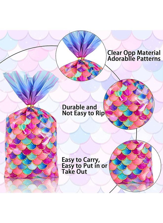 HS - 50 Pack Mermaid Party Favor Bags Mermaid Candy Bags Under the Sea Party Supplies Goodie Bags Birthday Party Supplies Gift Bags for Kids Favor Goodie Gift Bags for Birthday Theme Party - Image 1
