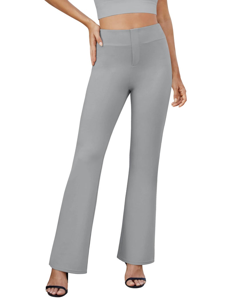 DLOODA Womens Bootcut Dress Pants Business Casual Work Pants with Pockets High Waist Stretchy Trousers Pull On Office Slacks Grey - Image 2