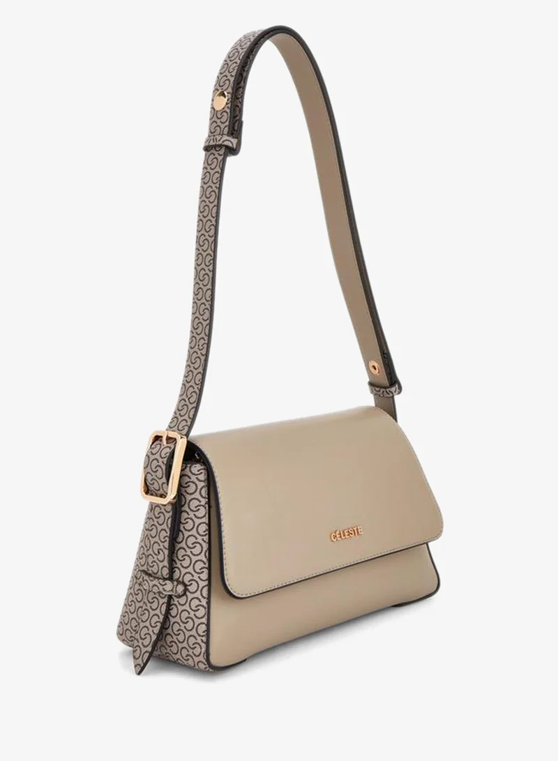 Celeste Textured Panel Shoulder Bag With Button Closure