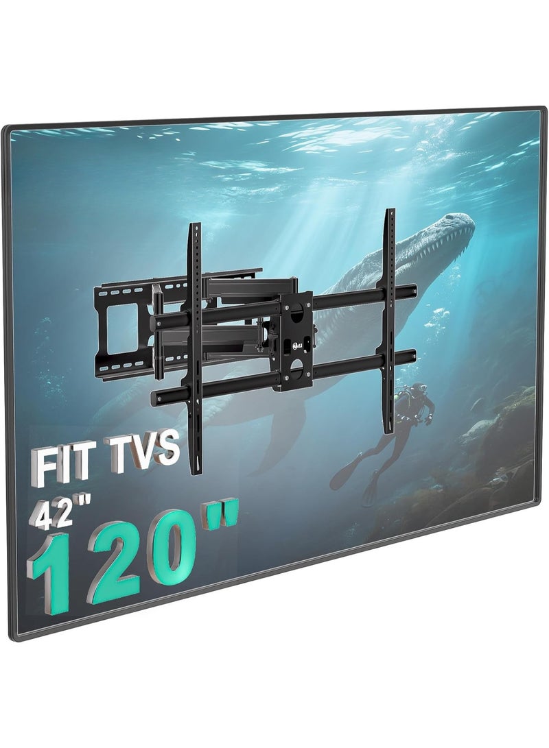 حامل تلفزيون حائطي شديد التحمل بحركة كاملة من 65 إلى 120 بوصة – متوافق مع فيسا حتى 1000×600 ملم – يتحمل حتى 220 باوند – قابل للدوران والإمالة – مناسب لشاشات 4K/8K - Image 1
